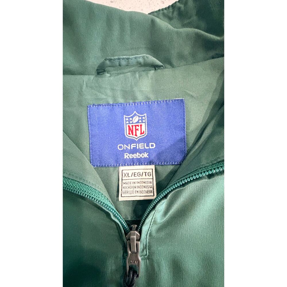 *VTG* Reebok NFL New York Jets Men's Green 1/4 Zip Vented Windbreaker Size XL - Picture 2 of 6